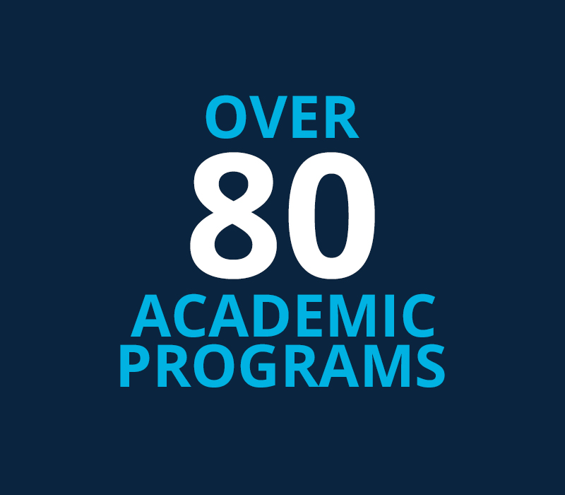 over 80 academic programs numbers