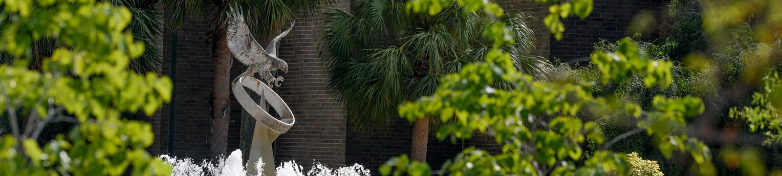 osprey fountain with trees surrounding it