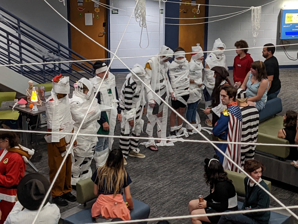 Crossings Q students dressed as mummies