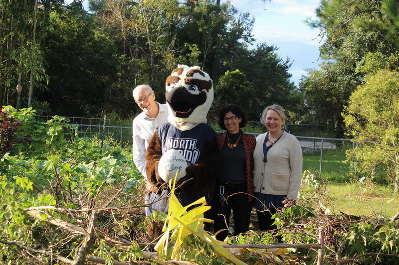 Honors Faculty pose with Ozzie in nest