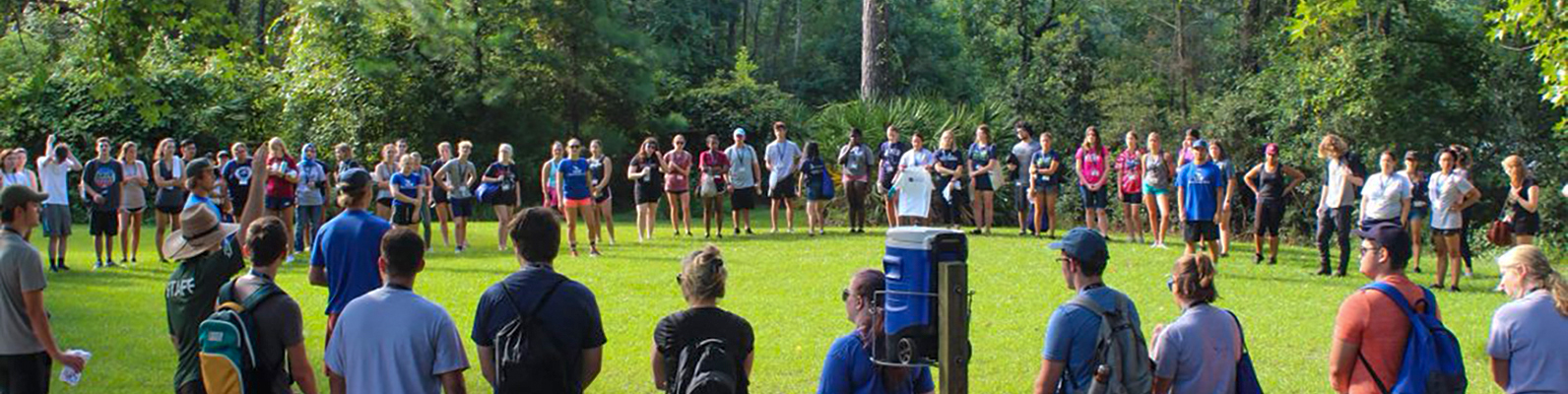 Students gathered in circle during a retreat