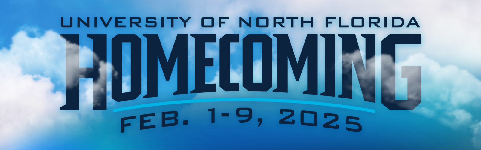 University of North Florida Homecoming with clouds and february 1 to 9 date