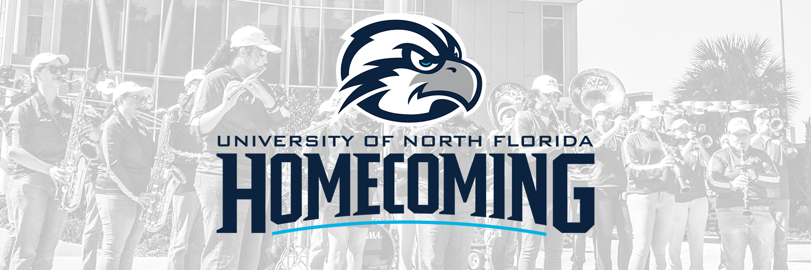 Homecoming Banner with band in background