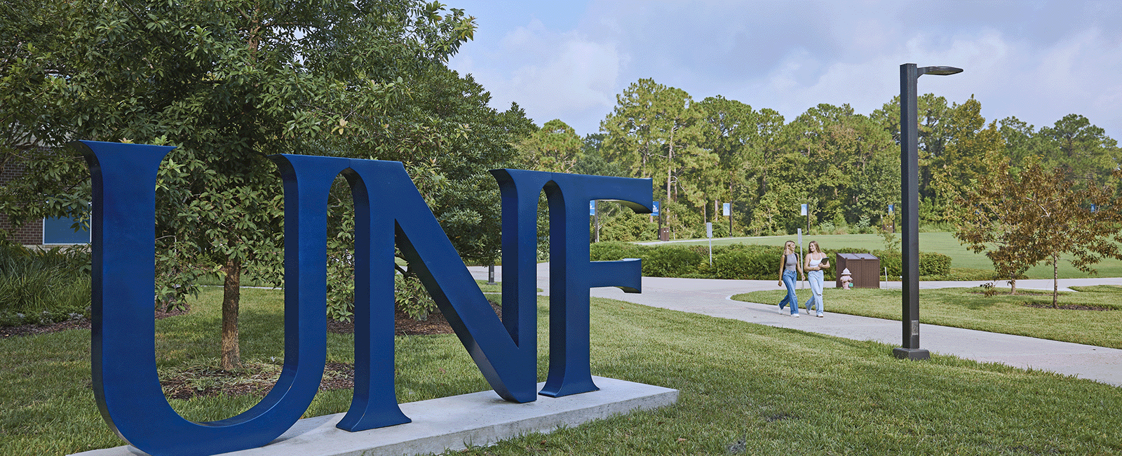 UNF letter sign on a beautiful day