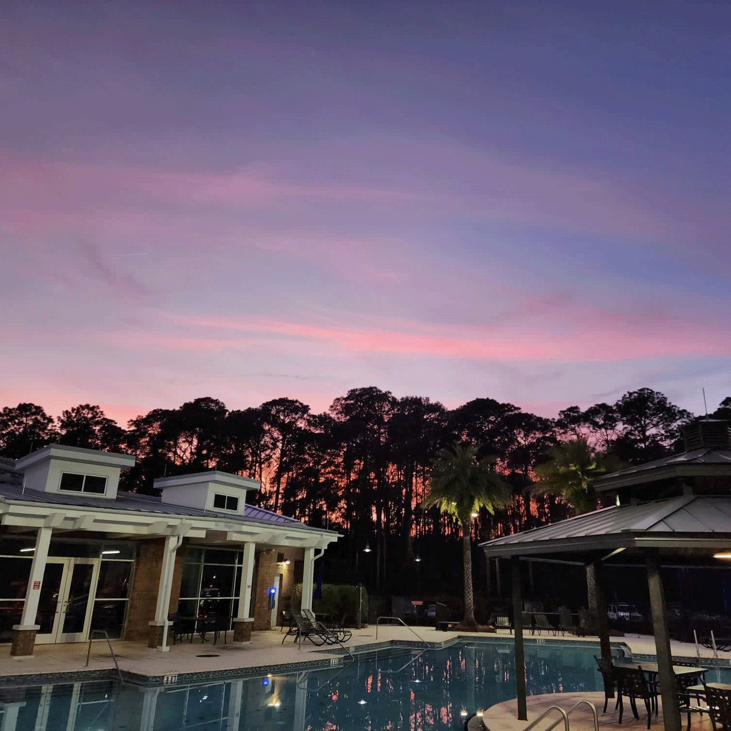 evening sunset over osprey clubhouse