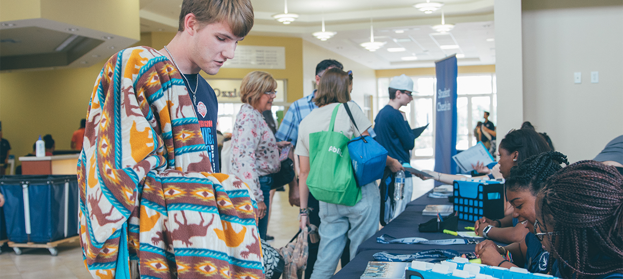 resident checking in at residence halls