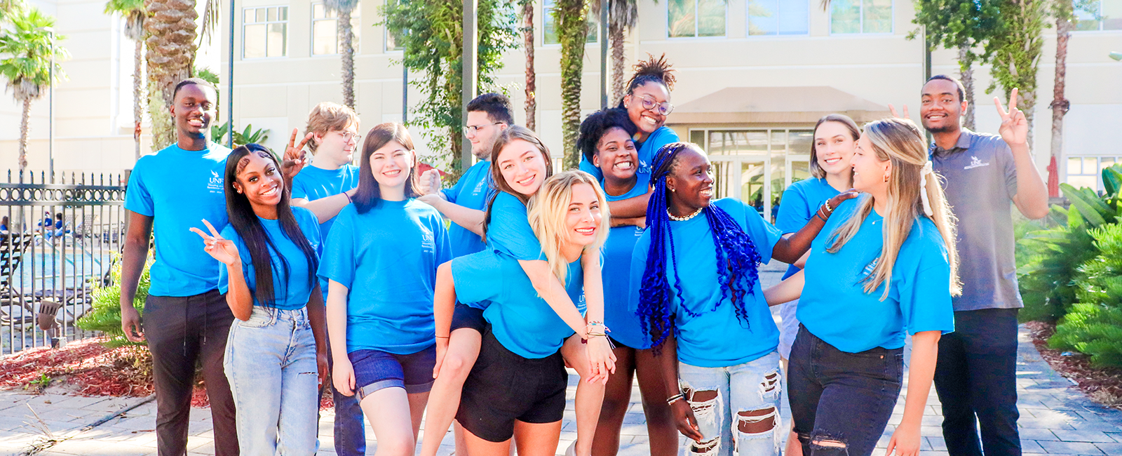 The Flats at UNF 2023-24 student staff bright fun photo