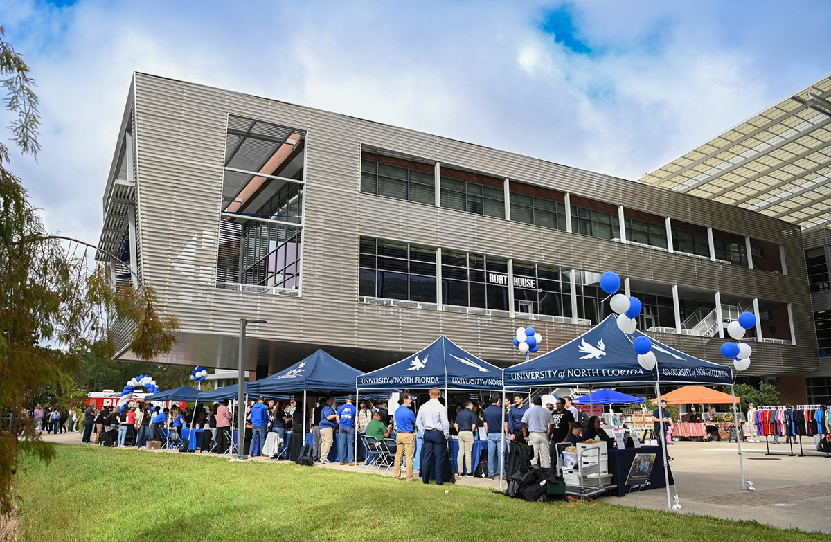 UNF student union with event out front