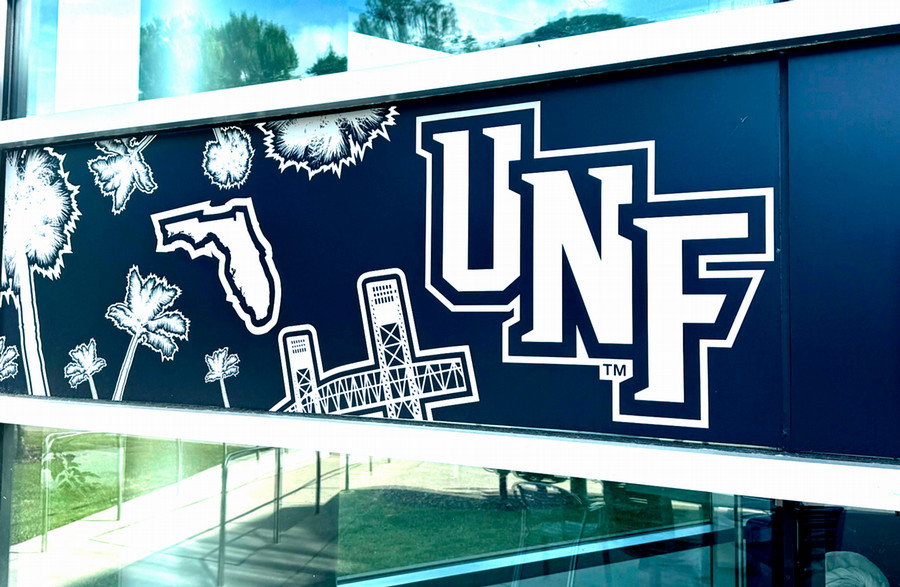 UNF graphic outside student union