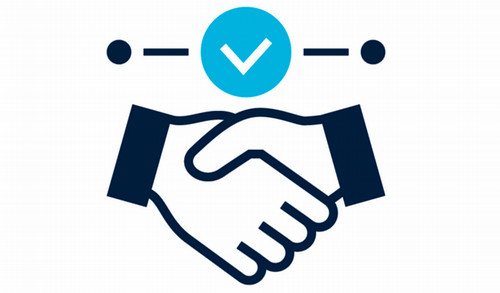 shaking hand with checkmark