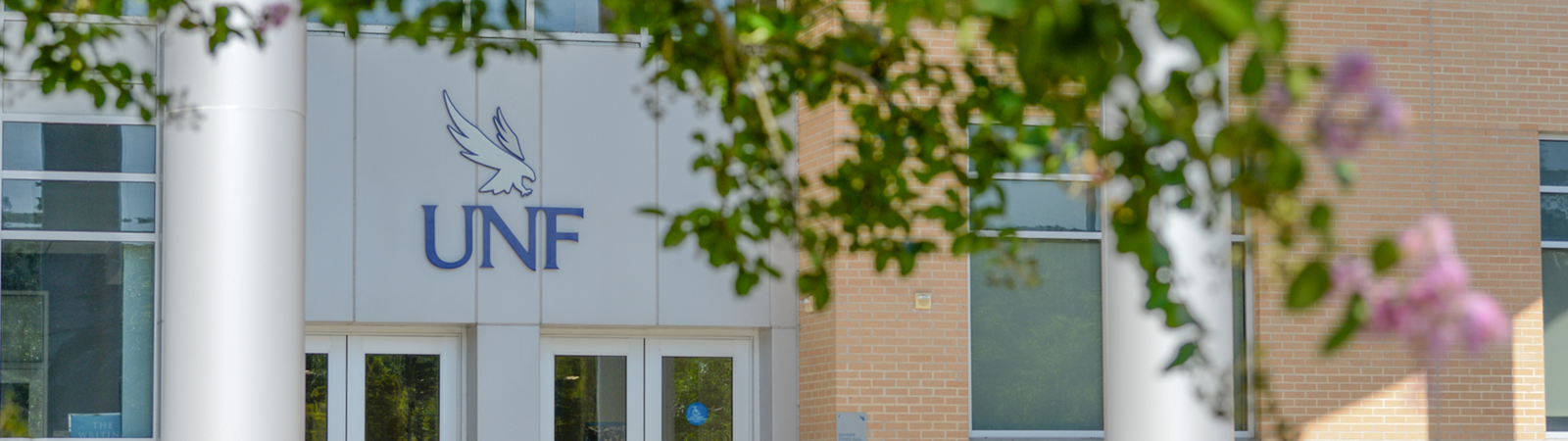 UNF logo on the side of building