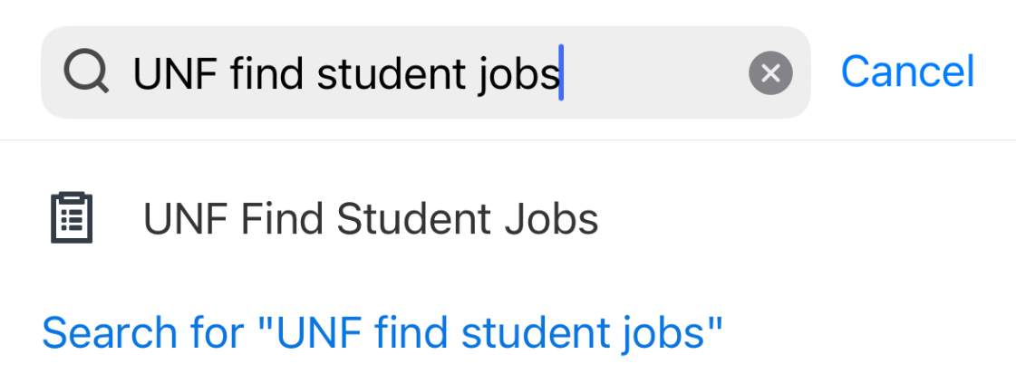 UNF search student jobs in search