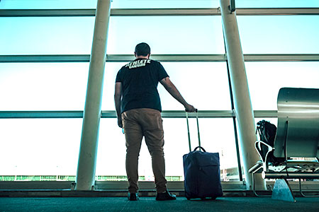 Student at airport