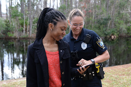 Student with police