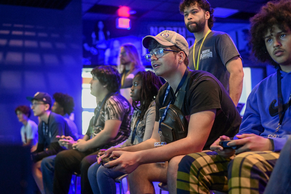 Esports students competing