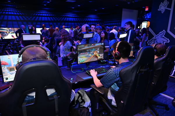 Esports student on competition stage