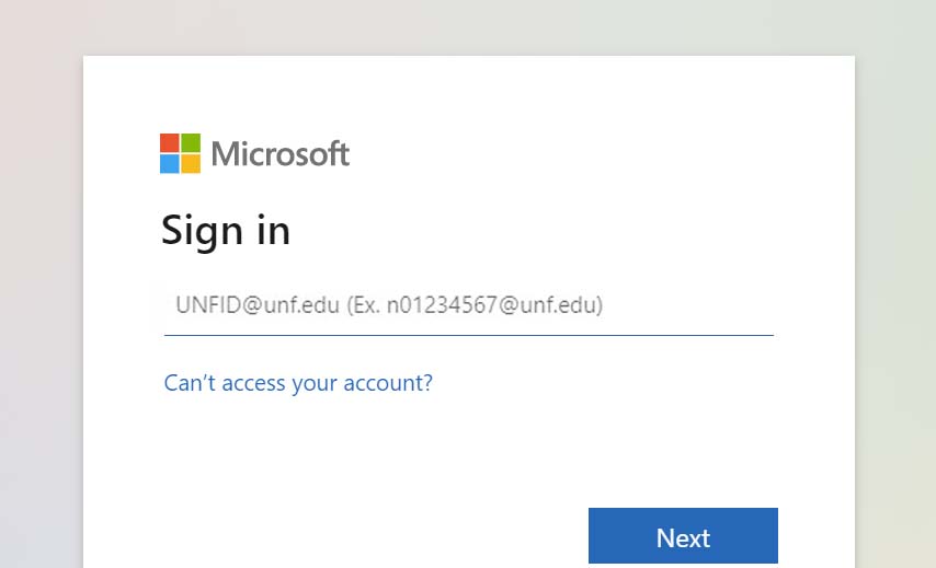 Sign In microsoft page