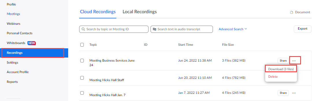 Zoom Recording download