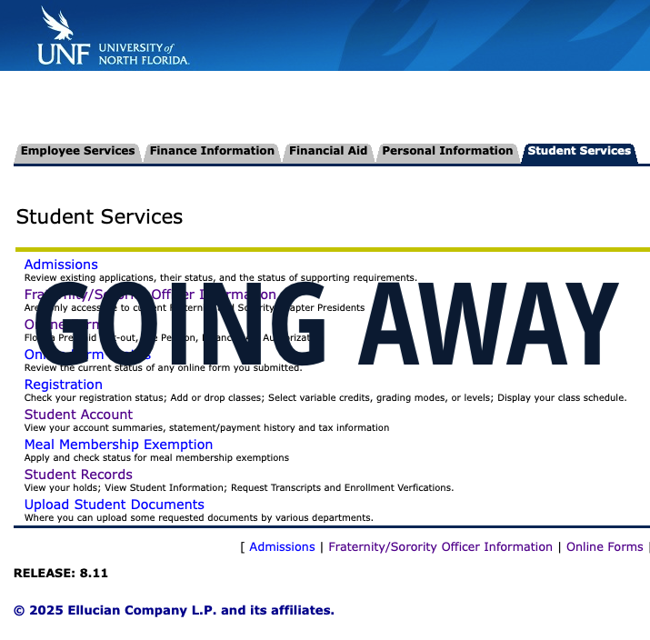 screenshot of banner self-service