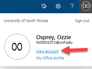 View account in Office 365