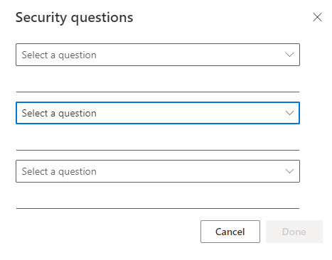 Select security questions