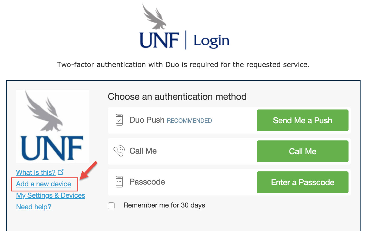 Duo add a new device dialog box