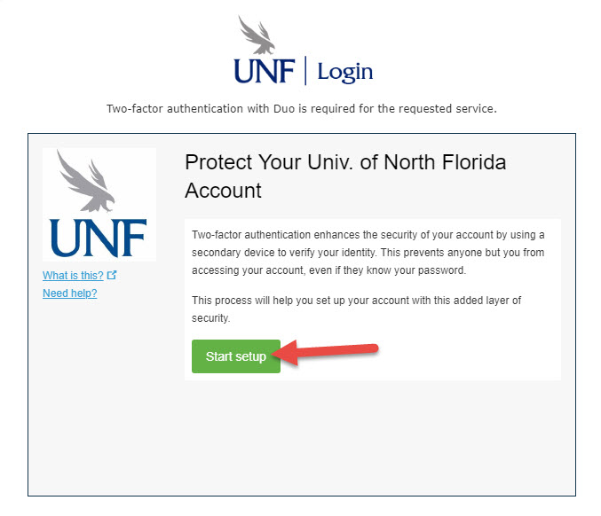 Duo enrollment screen for new users
