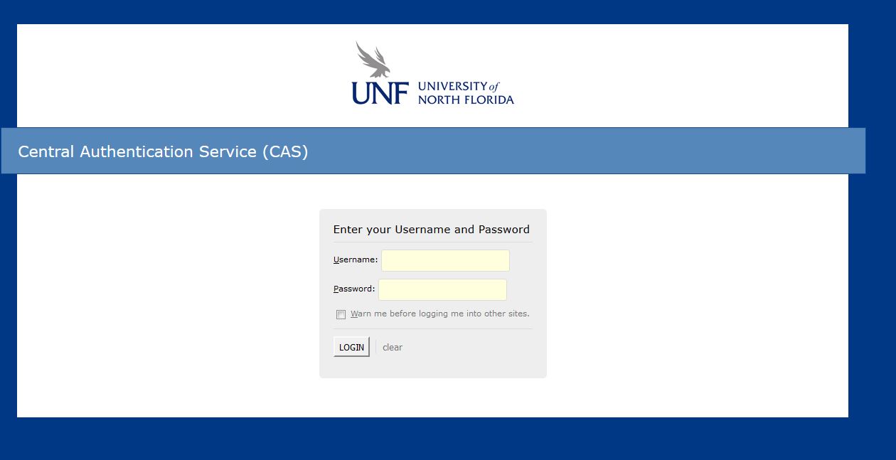 CAS login screen