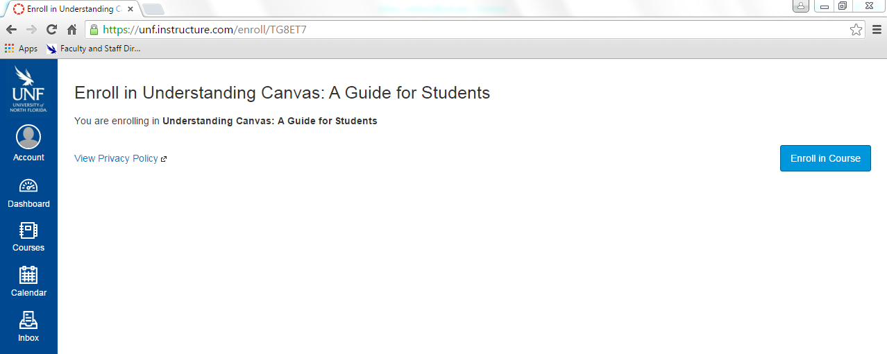 Enroll in Understanding Canvas: A Guide for Students screen