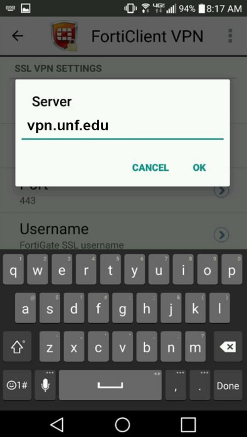 screenshot of VPN server settings android