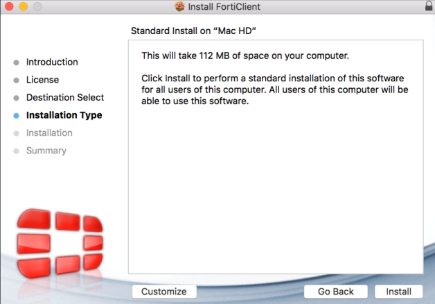 FortiClient MAC Standard Install