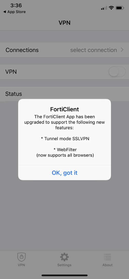 FortiClient new features on iOS