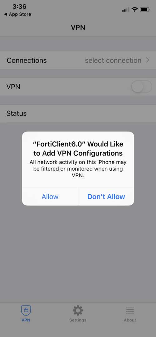FortiClient add VPN Configurations on iOS