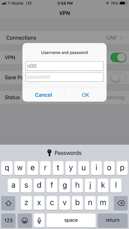 FortiClient UserName and Password on iOS