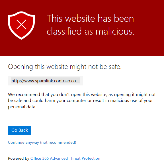 Office365 Website classified as Malicious Warning