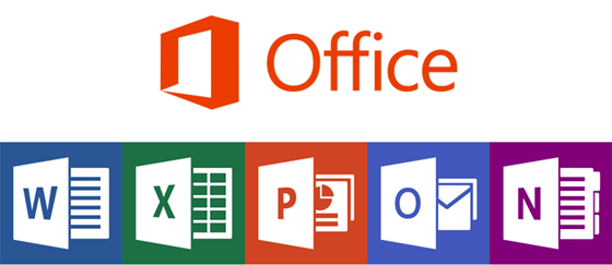 Microsoft Office icon along with icons for Word, Excel, Powerpoint, Outlook, and OneNote