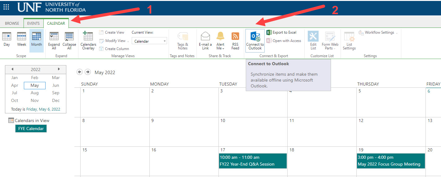Connect Sharepoint to Outlook arrows