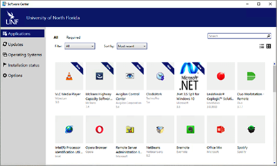 Self Service Software example with icons of the available software for download