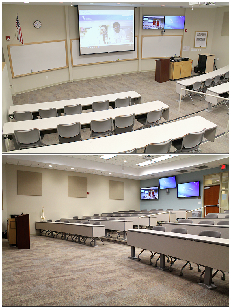 Technology-enabled classroom 1028 in Brooks College of Health Building 39A