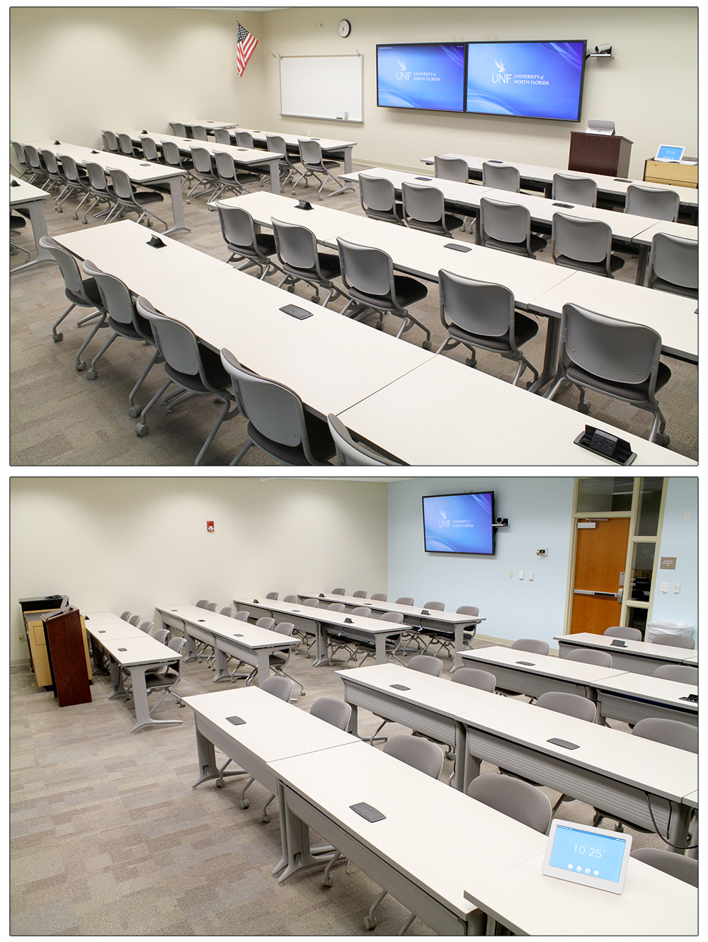 Technology-enabled classroom 1030 in Brooks College of Health Building 39A