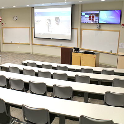 Technology-enabled classroom 1028 in Brooks College of Health Building 39A