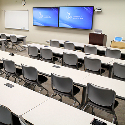 Technology-enabled classroom 1030 in Brooks College of Health Building 39A