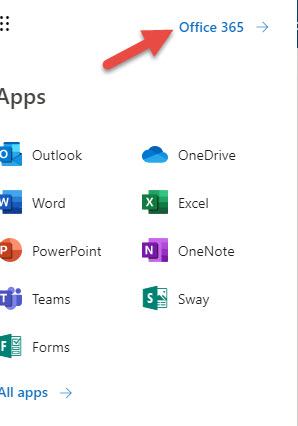 Going to Office 365 to Install Apps