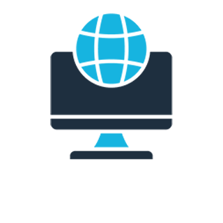 globe and computer screen icon