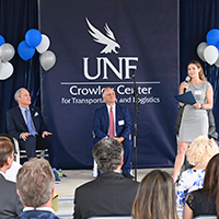 Former President Szymanski, Tom Crowley and Erin Fouraker at Crowley announcement