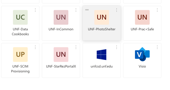 apps available to UNF staff including the UNF Photoshelter which is highlighted