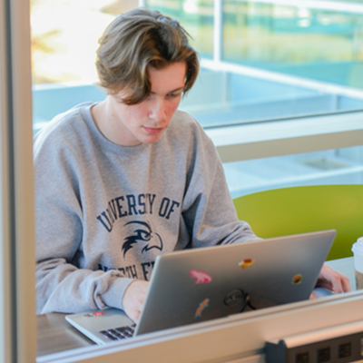 Student working on laptop