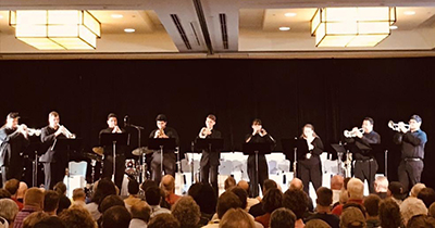 UNF Trumpet Ensemble playing on stage