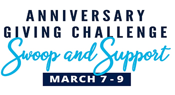 50th Anniversary Giving Challenge logo with Swoop and Support March 7-9