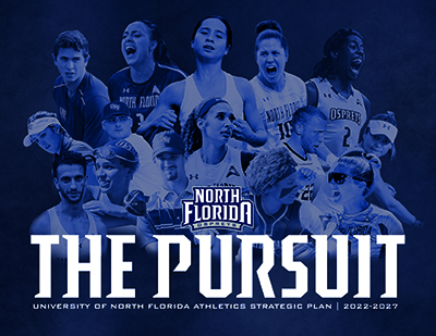 North Florida Athletics five-year strategic plan flyer titled The Pursuit